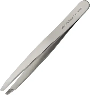 World's Best Tweezers Diamond Tip - Diamond Coated Slant Precision Tweezer for Eyebrow, Facial & Ingrown Hair Removal - Suitably Aligned Stainless Steel Tool Grabs Hair from the Root