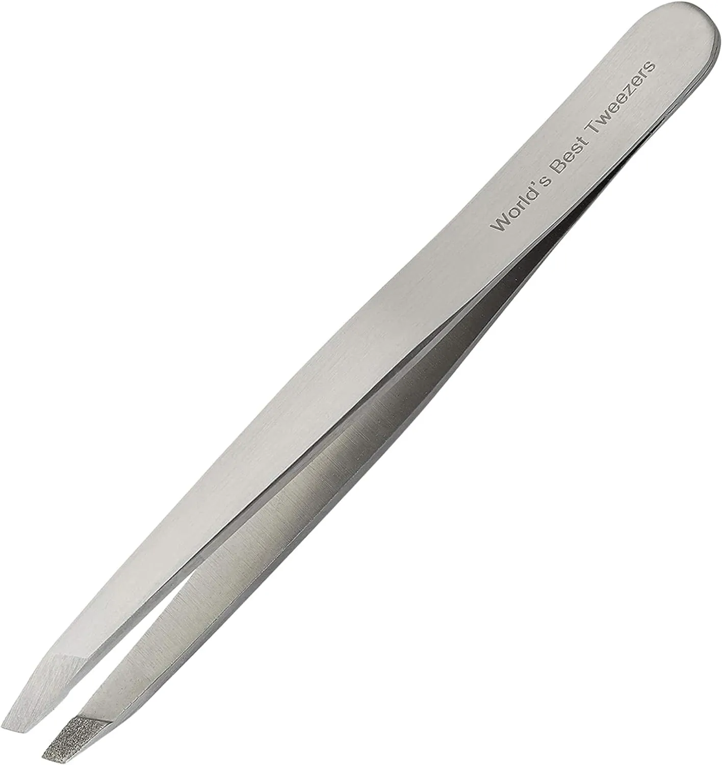 World's Best Tweezers Diamond Tip - Diamond Coated Slant Precision Tweezer for Eyebrow, Facial & Ingrown Hair Removal - Suitably Aligned Stainless Steel Tool Grabs Hair from the Root