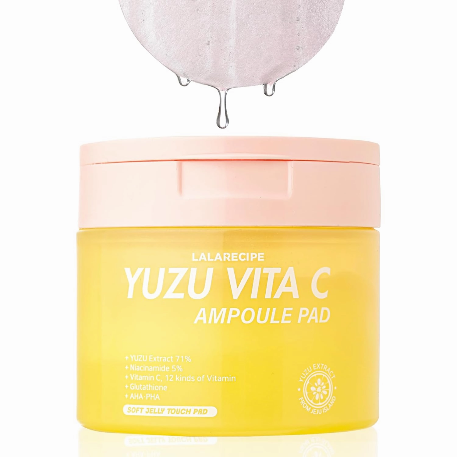 Yuzu Vita C Ampoule Pads – Korean Jelly Glow with AHA, PHA, Niacinamide & Vegan Collagen – Exfoliating & Brightening Toner for Radiant Skin (80 Pads)