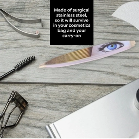 Z-Tweeze Professional Stainless Steel Dual Ended Precision Tweezers - Eye Spy Collection (Blue)
